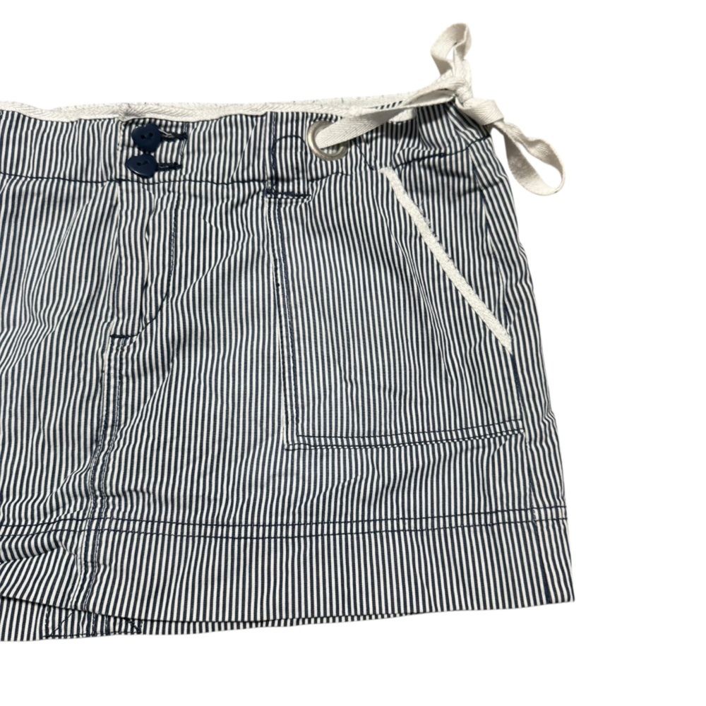 Y2K Low Rise Super Mini Skirt Pinstripe Summer 00s Ties Cotton Boutique Size 32 - Picture 5 of 6